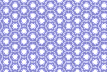 Seamless pattern with abstract lilac ornament. Blue hexagonal background. Decorative simple pattern...