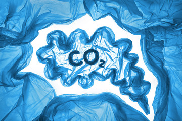 Concept of air, nature and planet pollution by garbage. Carbon dioxide overabundant