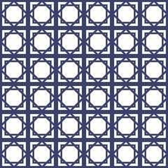 Abstract vintage geometric seamless pattern. Blue background.