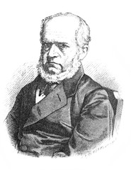 The Adolph Menzel's a painter, a German Realist artist noted for drawings, etchings, and paintings in the old book the History of Painting, by R. Muter, 1887, St. Petersburg