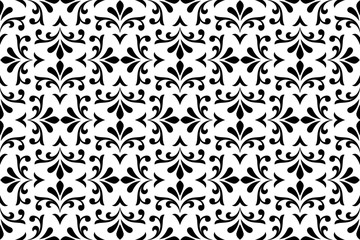 Flower geometric pattern. Seamless vector background. White and black ornament