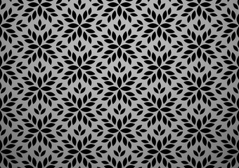 Flower geometric pattern. Seamless vector background. Black ornament