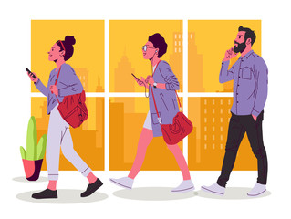 Group of people using their phone Vector illustration