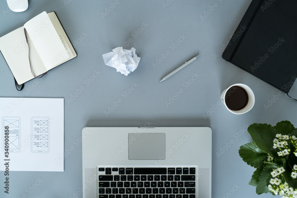 Poster web designer at work. graphic designer. mobile application design. designer desk. ux, ui design. thu