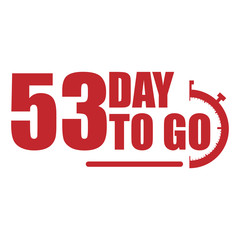 53 day to go label, red flat  promotion icon, Vector stock illustration: For any kind of promotion