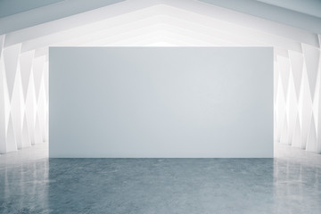 Modern gallery interior with blank decorative wall - obrazy, fototapety, plakaty