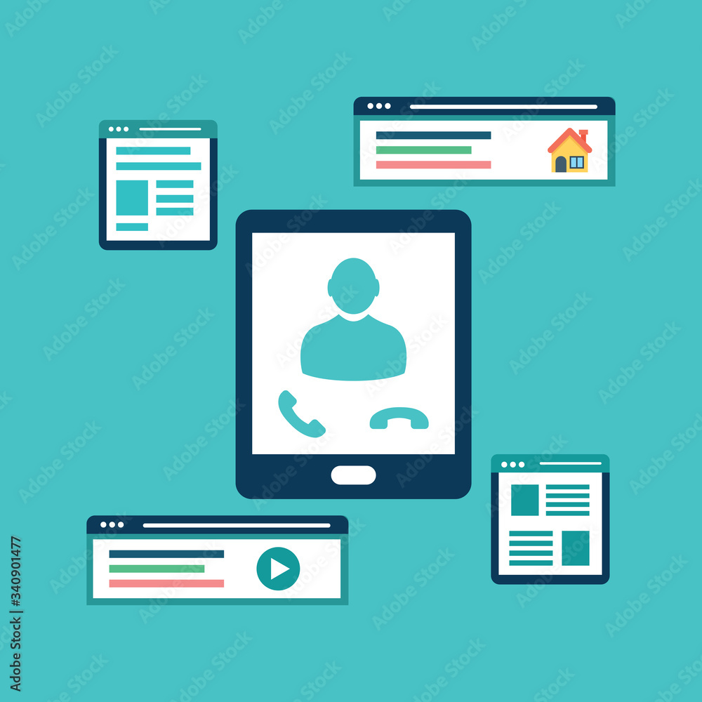 Poster responsive web design in modern flat vector