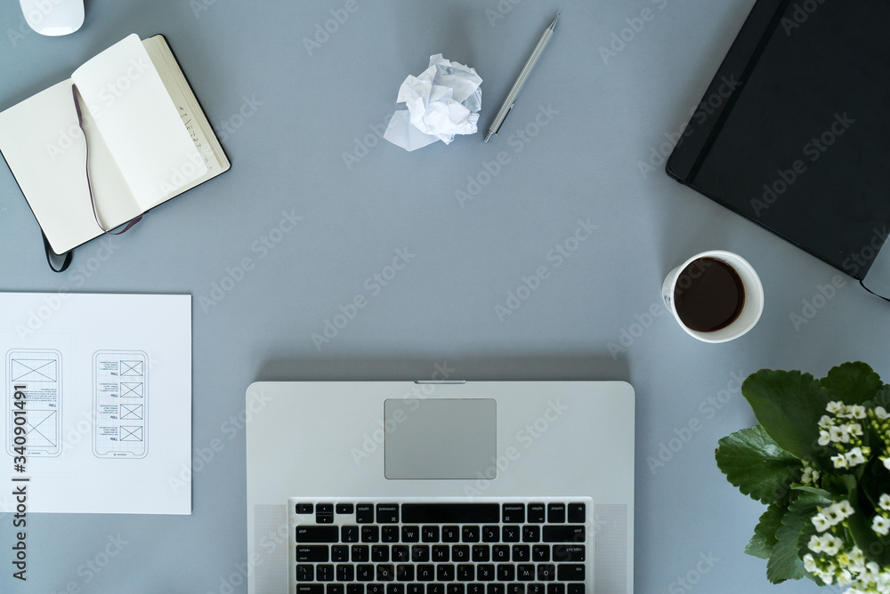 Poster web designer at work. graphic designer. mobile application design. designer desk. ux, ui design. thu