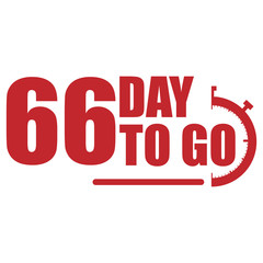 66 day to go label, red flat  promotion icon, Vector stock illustration: For any kind of promotion
