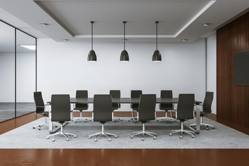 Modern meeting room interior with blank tv screen