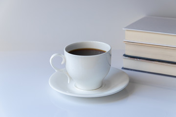 Cup of coffee on white background