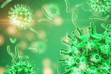 Microscopic view of virus cells 2019-nCov.