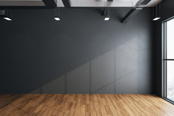 Fototapeta imalistic hall interior with empty gray wall obraz