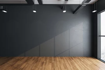 Acrylic prints Wall imalistic hall interior with empty gray wall