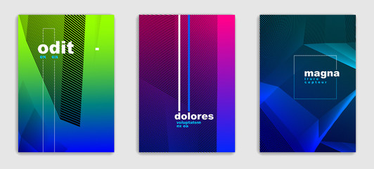 Abstract lines vector minimal modern brochures design set, cover templates, geometric halftone gradient. For Banners, Placards, Posters, Flyers. Beautiful and special, pattern texture.