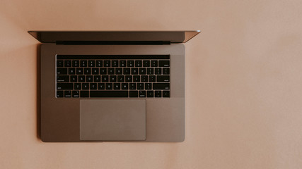 Laptop keyboard aerial view