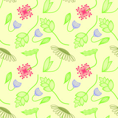 Floral abstract seamless pattern. Vector illustration.
