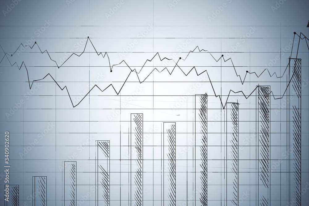 Poster Digital screen with business charts and stock analytics.