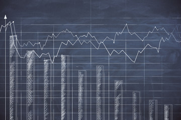 Blackboard with drawing business chart