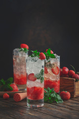 Mojito cocktail with strawberry