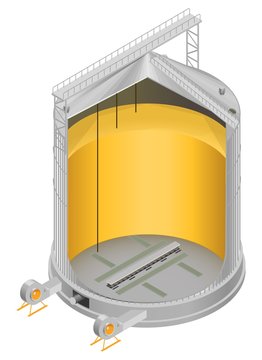 recommend clip art: Vector illustration of a silo with grain in a section, a diagram of the elevator device, a granary. Isometry
