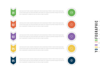 Modern abstract infographic with 5 steps or processes elements and icons. Business concept. Vector illustration