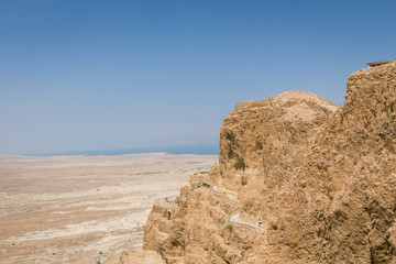 Fototapeta na wymiar Desert Masada over the Dead Sea