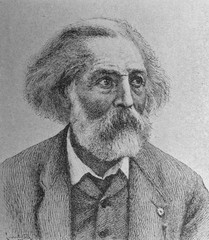 The Jules Dupré's portrait,  a French painter, one of the chief members of the Barbizon school of landscape painters in the old book the History of Painting, by R. Muter, 1887, St. Petersburg