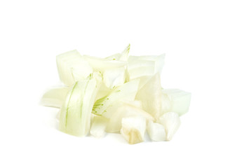 chopped onion isolated on white background