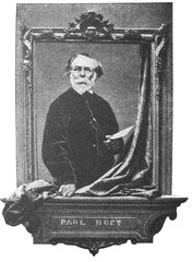 The Paul Huet's portrait, a French painter and printmaker in the old book the History of Painting, by R. Muter, 1887, St. Petersburg