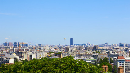 Paris, France - August 26, 2019: Paris from above showcasing the capital city's rooftops, the...