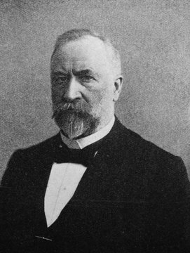 The Ludwig Knaus' portrait, a German genre painter in the old book the History of Painting, by R. Muter, 1887, St. Petersburg