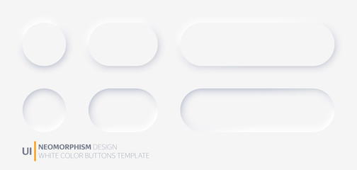 White buttons in Neomorphism design style. Vector illustration EPS 10