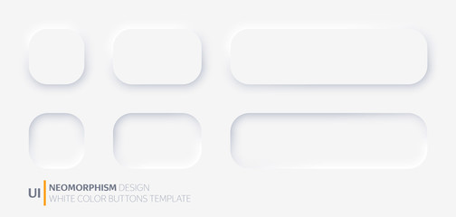 White buttons in Neomorphism design style. Vector illustration EPS 10