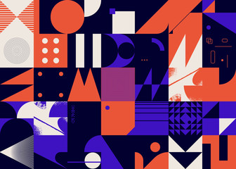 Obraz premium Geometric Distress Brutalist Pattern Artwork Design Composition