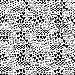 Black and white hand drawn vector seamless pattern suitable for wrapping paper, wallpaper, textile design, web design, stationery and more