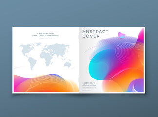 Square Liquid Abstract Cover Background Design. Fluid Dynamic Element for Modern Brochure, Banner, Poster, Flyer or Presentation Template with Line Pattern.