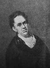 Fototapeta premium The Francisco Goya's portrait, a Spanish romantic painter and printmaker in the old book the History of Painting, by R. Muter, 1887, St. Petersburg