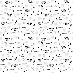 Black and white hand drawn vector seamless pattern suitable for wrapping paper, wallpaper, textile design, web design, stationery and more