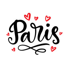 Paris calligraphy. Modern city hand written brush lettering