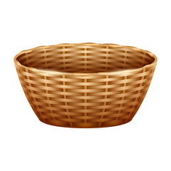Basket vector icon. Realistic vector icon isolated on white background basket.