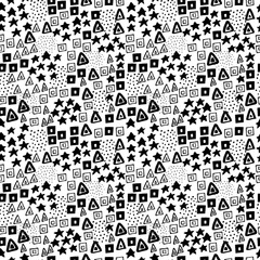 Black and white hand drawn vector seamless pattern suitable for wrapping paper, wallpaper, textile design, web design, stationery and more