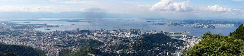 Large panoramic view of Rio de Janeiro from the hills 