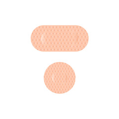 Graphic set of band-aids in different shapes and forms on white background