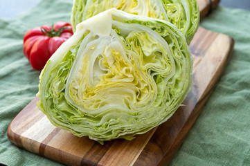 Head of fresh green Iceberg or Crisphead lettuce