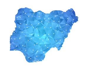 Nigeria Map - Abstract geometric rumpled triangular low poly style gradient graphic on white background , line dots polygonal design for your . Vector illustration eps 10.