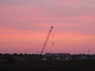 Obraz premium Construction at sunset