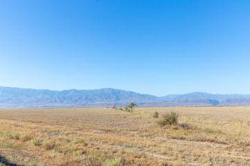 Beautiful mountains near Alakol lake. Alakol lake is a healing lake in Kazakhstan near the border with China. Akshi and Kotkuma resorts, Almaty region, Kazakhstan Republic.