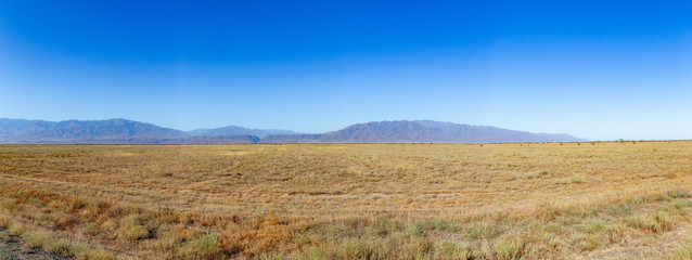 Beautiful mountains near Alakol lake. Alakol lake is a healing lake in Kazakhstan near the border with China. Akshi and Kotkuma resorts, Almaty region, Kazakhstan Republic.