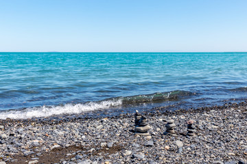 Alakol lake. It is a healing lake in Kazakhstan. Akshi and Kotkuma resorts, Almaty region,...